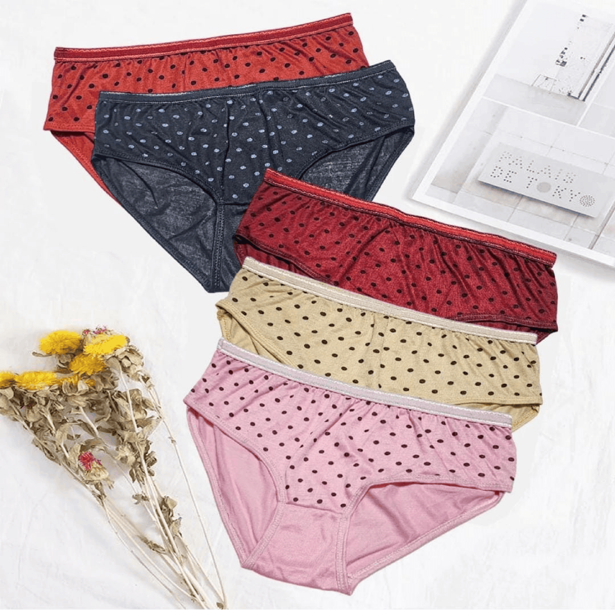 Blesi Budget Pack Of 3,5 Comfortable Polka Dotted Cotton Brief Women Seamless Underwear Panties - Blesiundergarments