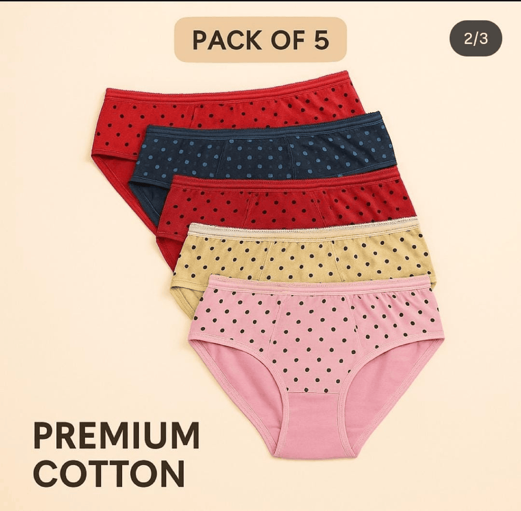 Blesi Budget Pack Of 3,5 Comfortable Polka Dotted Cotton Brief Women Seamless Underwear Panties - Blesiundergarments