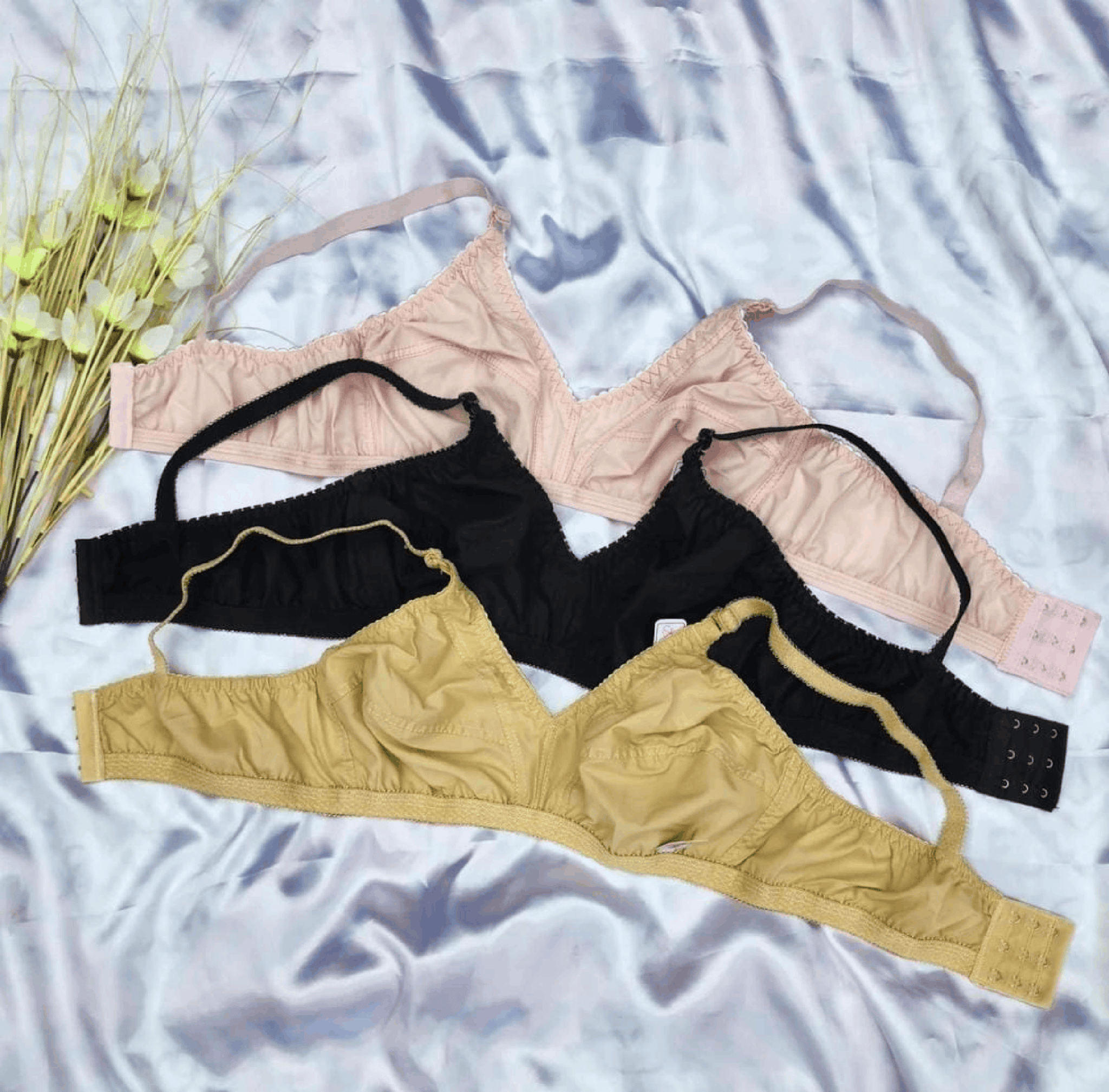 Blesi Pack Of 3 Soft Classic Cotton High Quality Non Padded Bras - Blesiundergarments