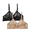Pack Of 2 Non - Padded & Non - Wired Cotton Full Cover Full Net Transparent Bra - Blesiundergarments