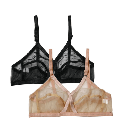 Pack Of 2 Non - Padded & Non - Wired Cotton Full Cover Full Net Transparent Bra - Blesiundergarments